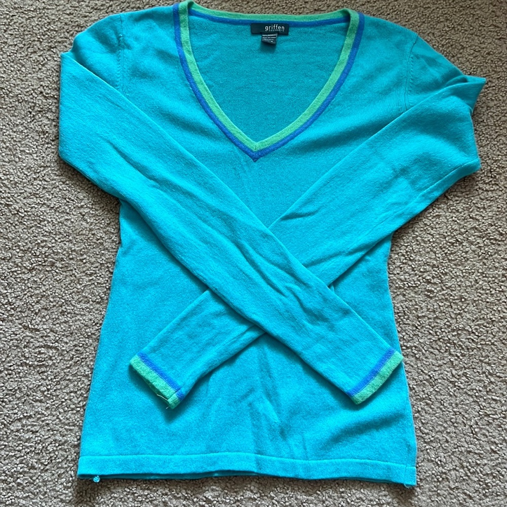 Griffin 100% Cashmere Turquoise Sweater